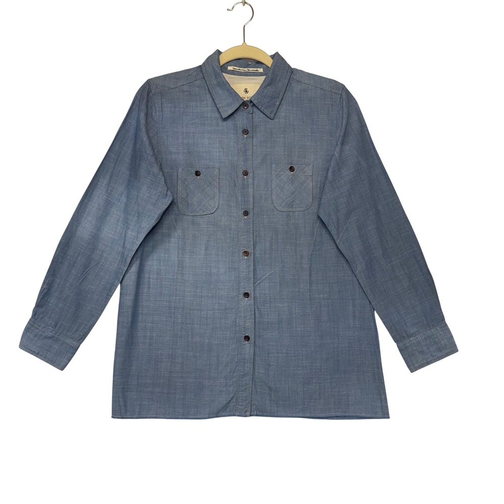 Maison Scotch Blue Cotton Chambray Button Down‎ Shirt Size 2 1221.02.20781